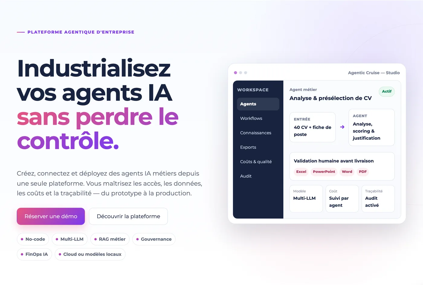 Aperçu de la plateforme Agentic Cruise